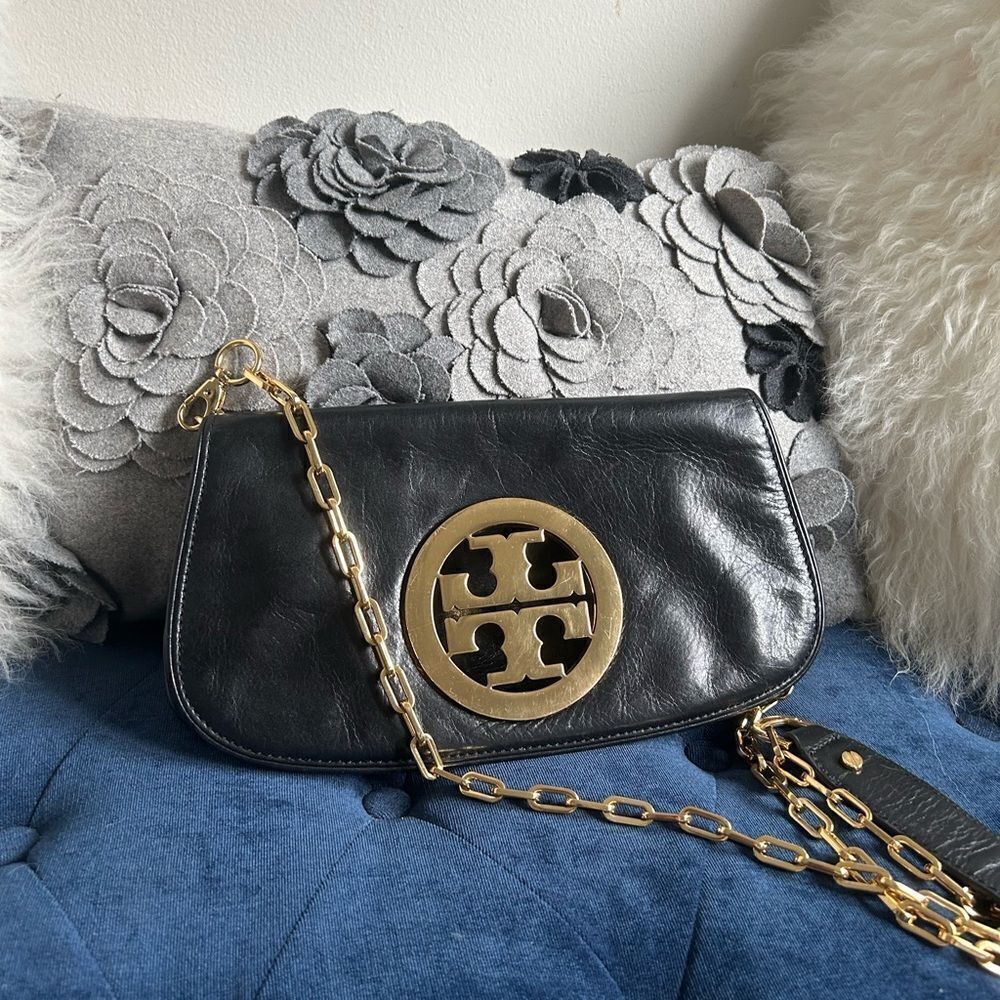 Tory Burch Reva black leather crossbody bag